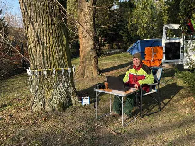 Schalltomographie- Messaufbau